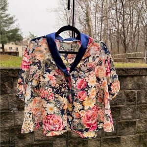 Vintage Victoria’s Secret Gold Label Floral Satin Pajama Top